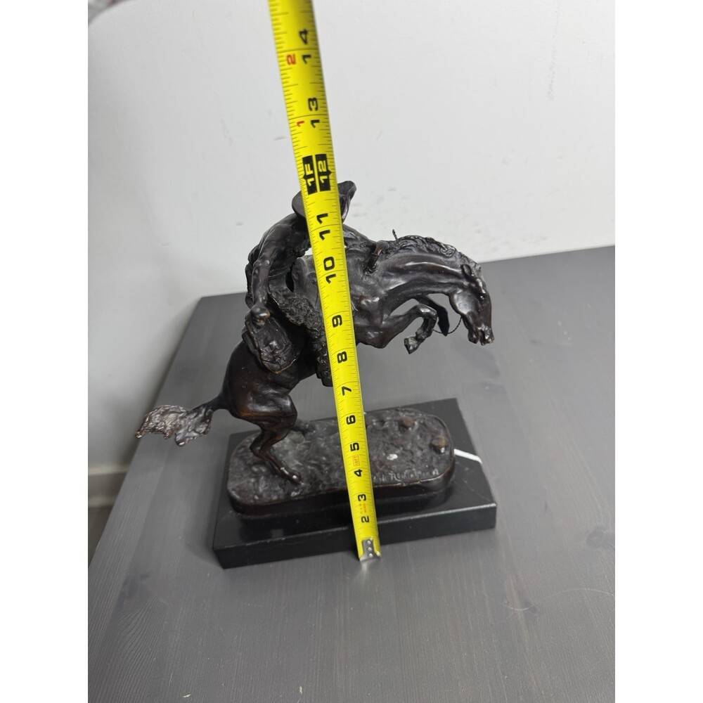 Frederic Remington "Wooly Chaps" Bronze Sculpture, 12"H x 9"L x 5"W - Picture 7 of 9